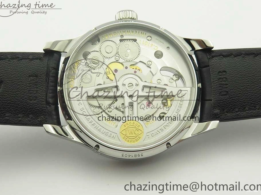 MIROTIME 0227 Sporty Portuguese Tourbillon IW504602 SS ZF Best Edition Blue Dial on Black Leather Strap 7175